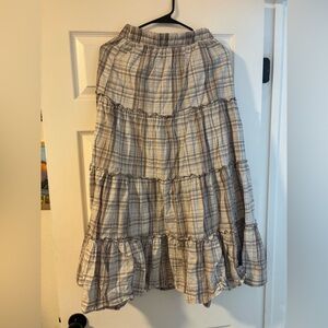 Urban Outfitters Beige Plaid Maxi Skirt